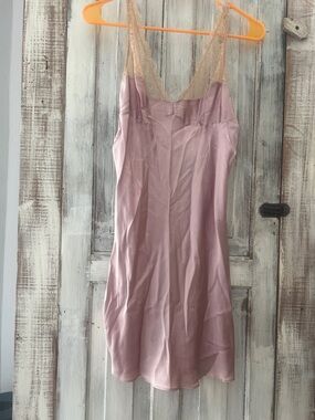 Victoria's Secret Dusty Rose Slip with Cream Lace Trim